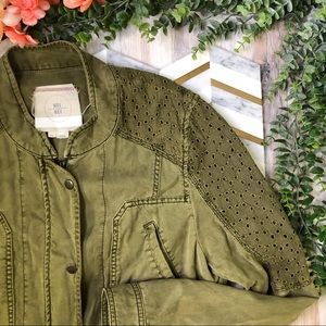 Hei Hei Anthropologie Green Lace Utility Jacket